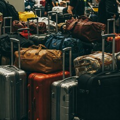 chaotic airport unclaimed luggages 