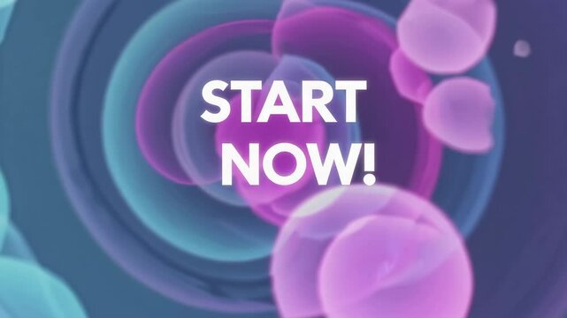 Motivational poster with start now message on colorful abstract background. Inspiration concept