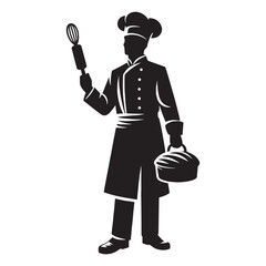 Crispy Crust Baker silhouette, achieving the perfect crunch - Baker illustration - Minimalist Baker vector - Profession silhouette
