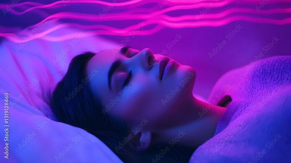 Poster peaceful sleeping with ai-driven sleep visualization projection