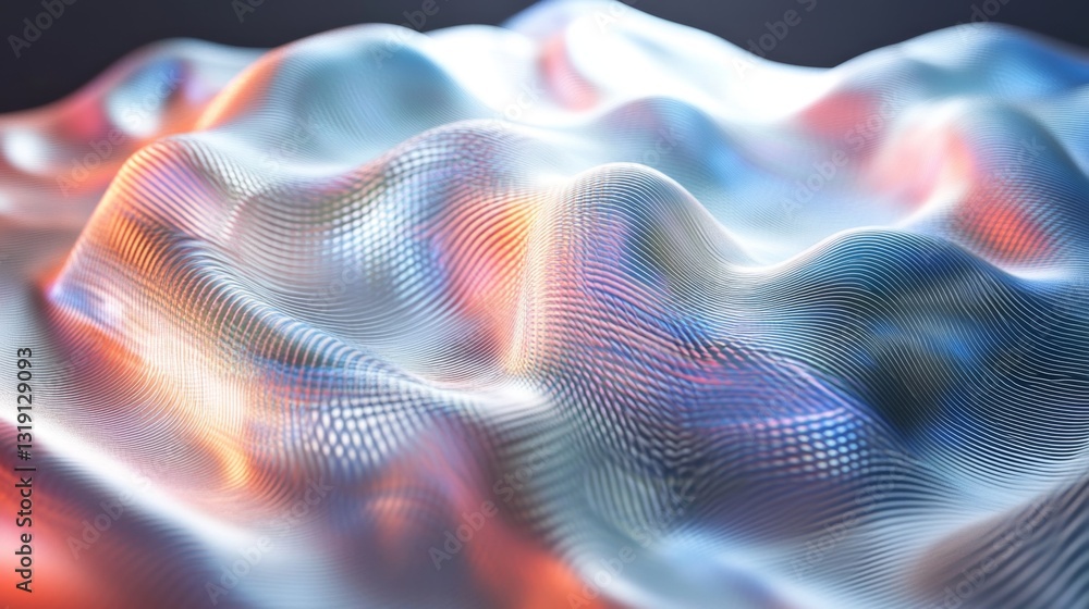 Poster a mesmerizing d abstract visualization with multicolored flowing shapes, glowing lines, and dynamic 