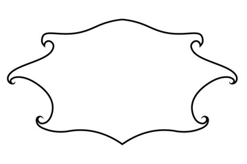 Black Outline Decorative Frame Template. Isolated on White Background. Line banner for culture, religion or historical concept designs. 
