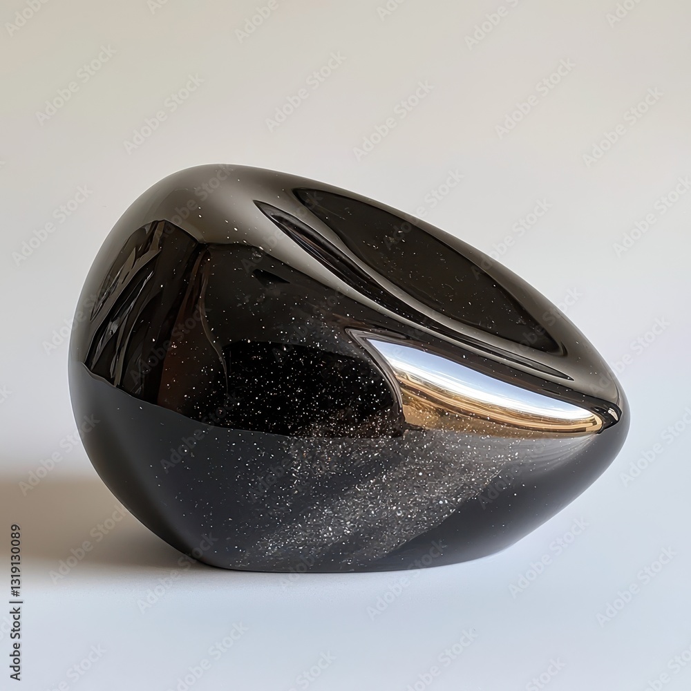 Poster abstract black decorative object with smooth surface and shine