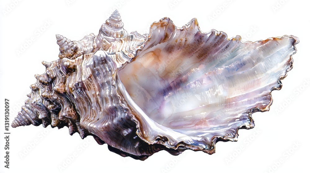 Poster beautifully detailed nautical shell with unique patterns and colors