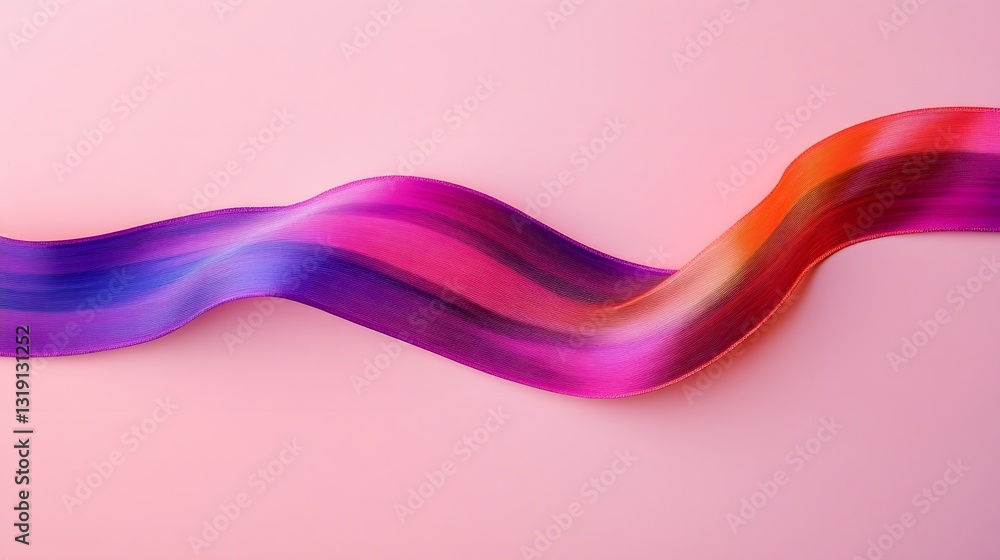 Poster mesmerizing color-shifting ribbon flowing on soft pastel backdrop