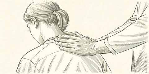 Physical Therapy Concept. Gentle hands ease tension, a comforting touch soothes aching shoulders, promoting relaxation and wellbeing. Healing begins with mindful care.