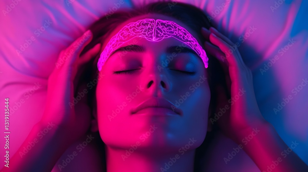 Aufkleber futuristic neural interface visualizing dream analysis in real time