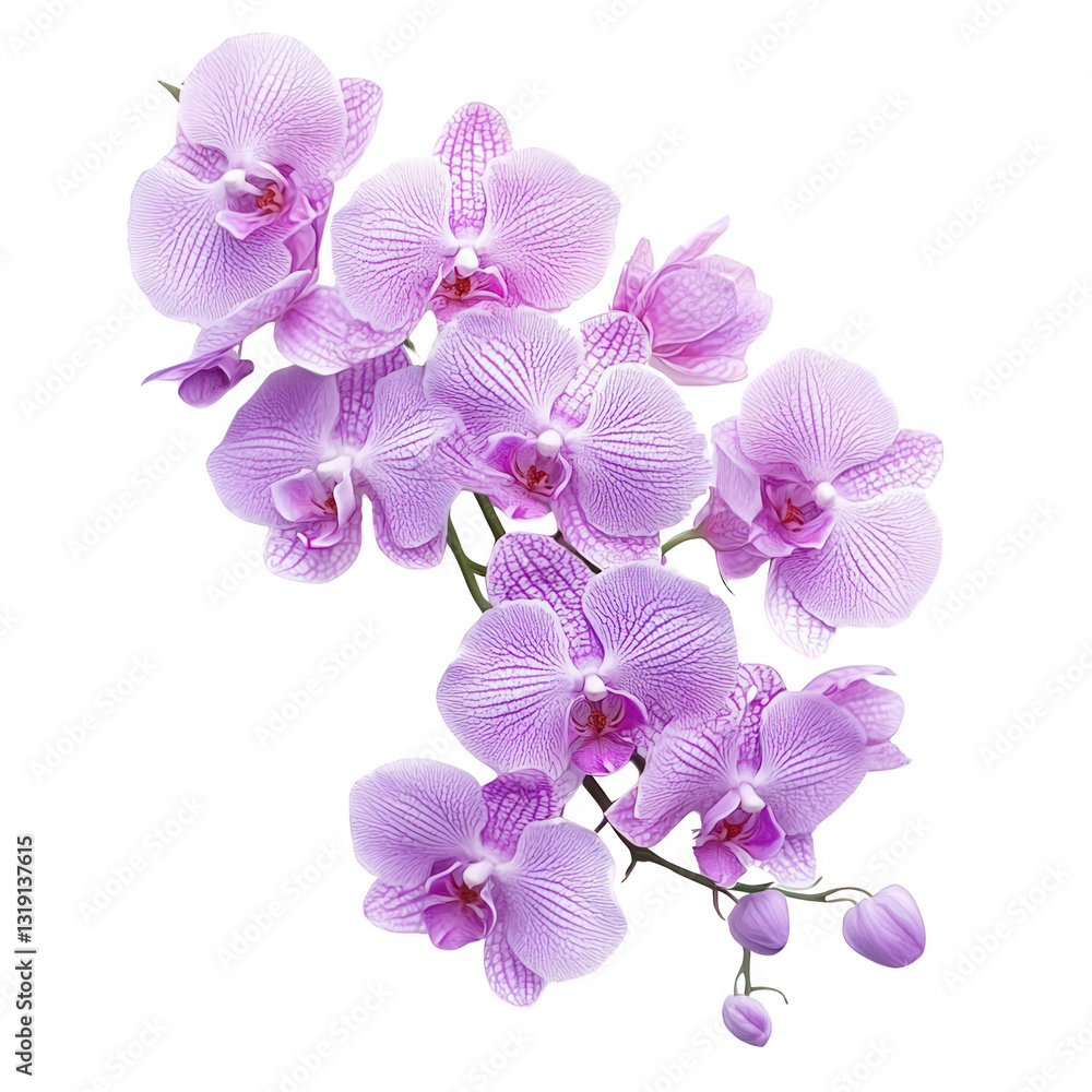Poster a cluster of delicate pink orchids with intricate patterns on their petals.