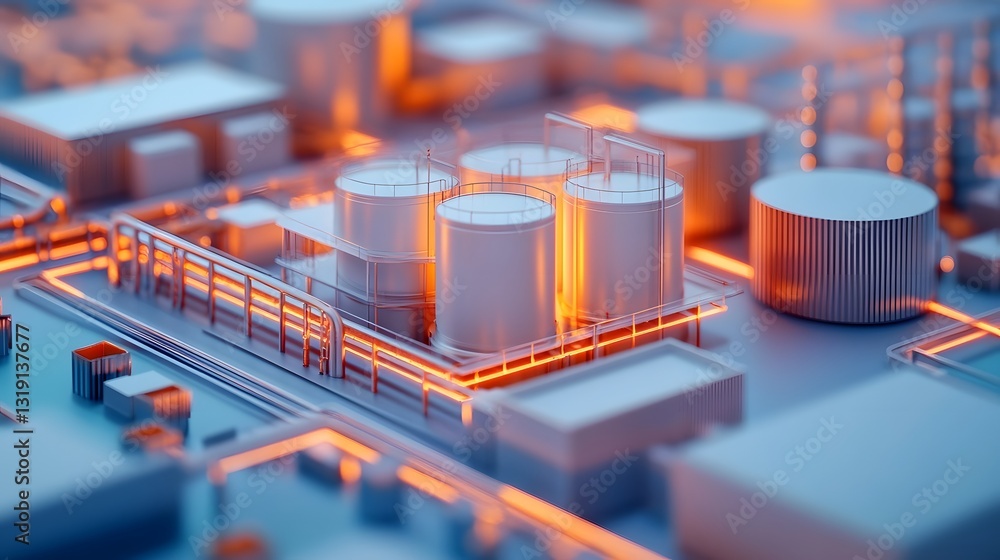 Aufkleber futuristic 3d-rendered digital twin of a blockchain-enabled food processing plant for real-time trac