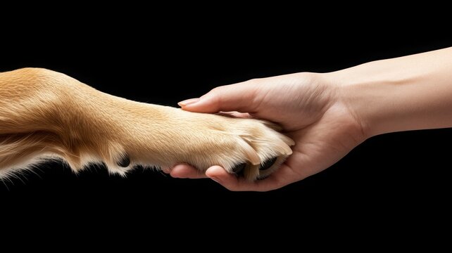 Close connection between a dog and human hand signifies trust and new beginnings Generative AI