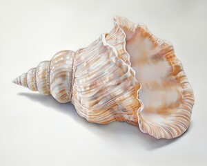 Obraz premium Beautiful Spiral Shell on a Light Background with Unique Patterns