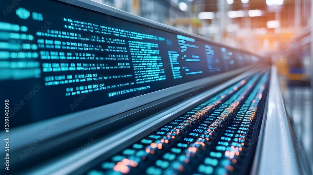 Aufkleber holographic interface showcasing analytics and blockchain supply chain data
