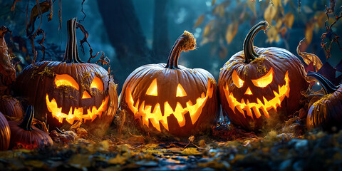 Naklejka premium Fun Pumpkin-Carving Contest for a Festive Autumn Celebration