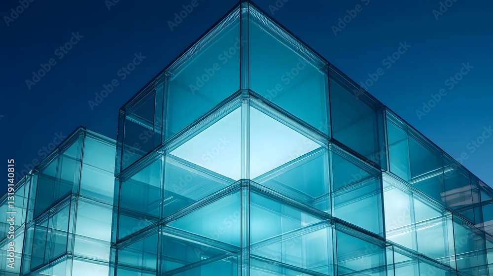 Poster floating transparent architectural showcase with intricate glass textures and minimal lighting