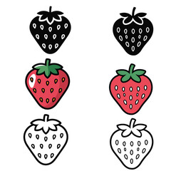 set vector illustration outline coloring page strawberry silhouettes	