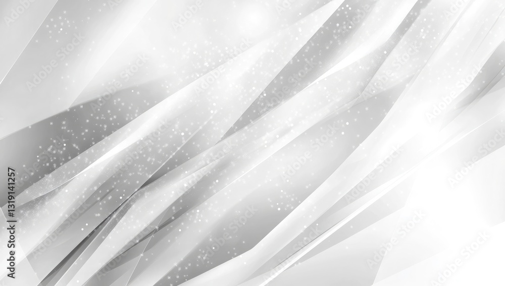 Poster abstract white and gray design with flowing lines and subtle sparkle