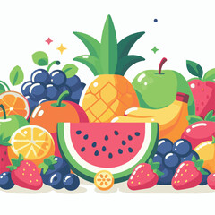 fruit, fresh, food, illustration, juicy, summer, healthy, background, lemon, organic, diet, vegetarian, sweet, dessert, orange, vector, berry, nutrition, vegan, isolated, citrus, tropical, apple, kiwi