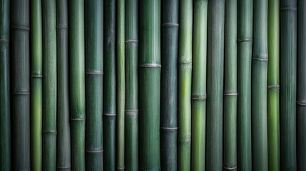 Fototapeta premium This image captures a dense arrangement of green bamboo stalks, showcasing their natural beauty, texture, and vibrant hues in a well-organized vertical display.