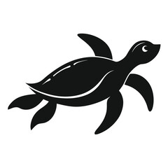 Obraz premium Black Silhouette of Slow-Moving Tortoise