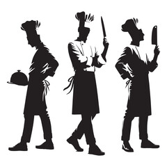 Experimental Chef silhouette, always pushing the limits of taste - Chef illustration - Minimalist Chef vector - Profession silhouette
