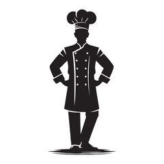 Skillful Chef silhouette, executing every dish with precision - Chef illustration - Minimalist Chef vector - Profession silhouette
