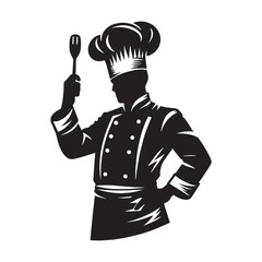 Professional Chef silhouette, bringing passion to every plate - Chef illustration - Minimalist Chef vector - Profession silhouette
