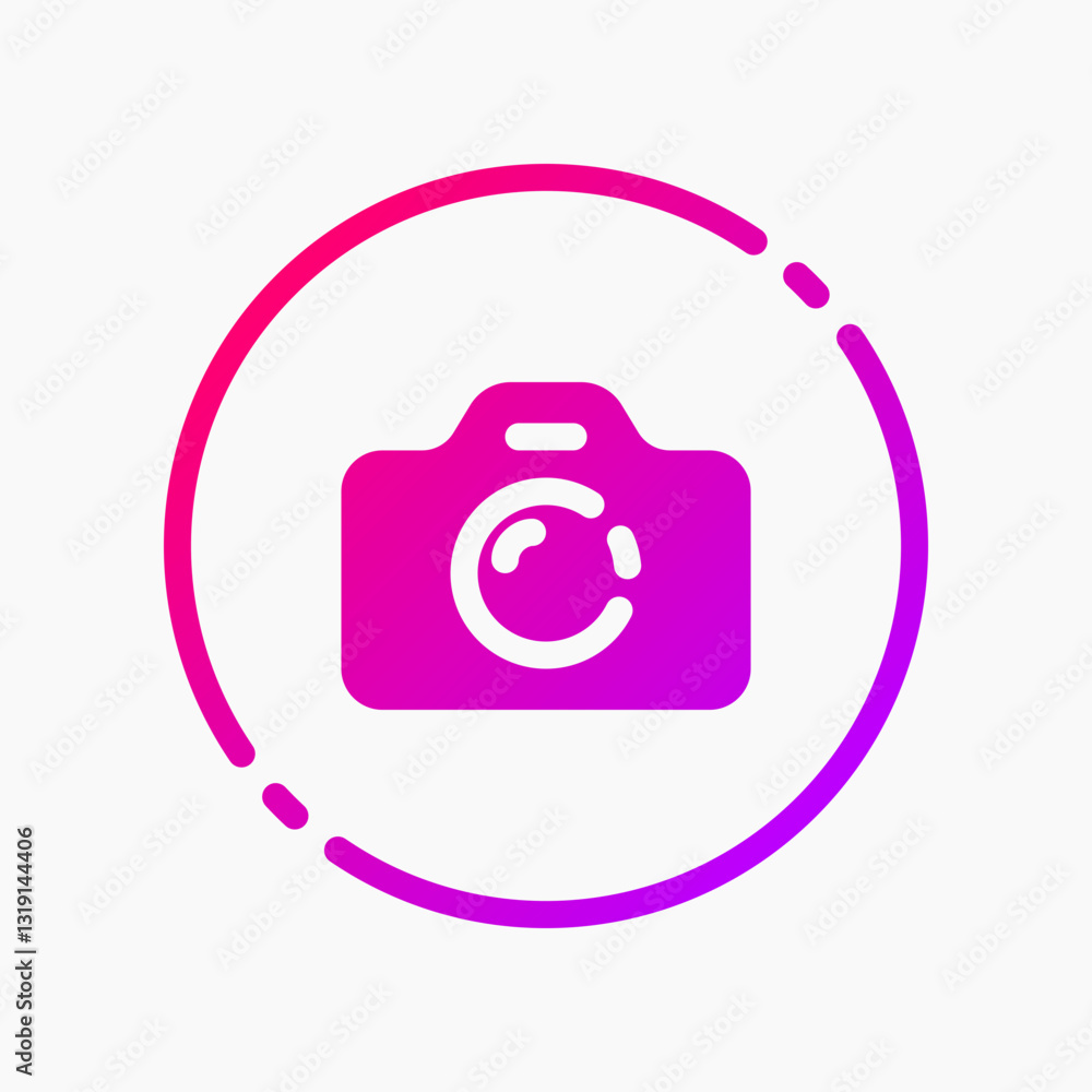 Poster design illustration graphic of camera icon with gradient style. suitable for ui, mobile design, web 