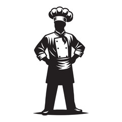 Bold Chef silhouette, unafraid to experiment with flavors - Chef illustration - Minimalist Chef vector - Profession silhouette
