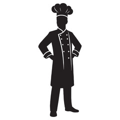 Elegant Chef silhouette, mastering the fine dining experience - Chef illustration - Minimalist Chef vector - Profession silhouette
