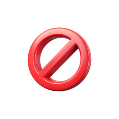 3D Render of Forbidden Sign with Red Circle and Warning Symbol