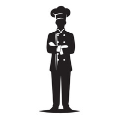 Dedicated Chef silhouette, committed to the art of cooking - Chef illustration - Minimalist Chef vector - Profession silhouette
