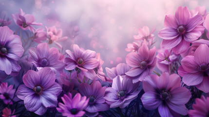 Vibrant purple flowers in full bloom with a soft dreamy background