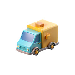 Fototapeta premium Toy truck on a white background with a focus on transportation and logistics