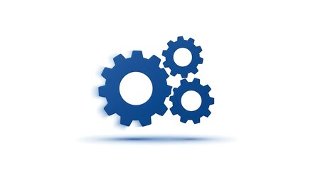 Compact gear icon representing settings on a bright white background