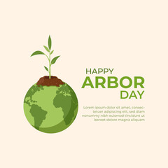 Illustration Celebrating Arbor Day With a Growing Sapling on a Global Earth