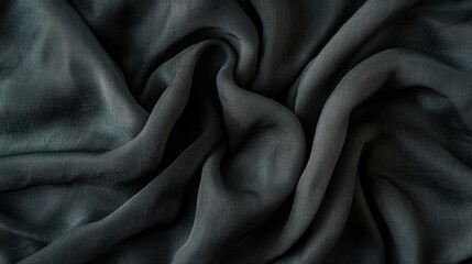 Fototapeta premium Soft black draped fabric with artistic lighting and smooth textural appeal