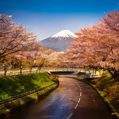 風景　桜富士