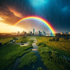 虹　雨　風景