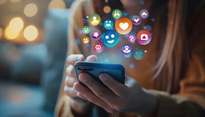 Eine Frau nutzt Social Media Apps auf Ihrem Smartphone