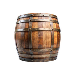 Obraz premium Vintage looking Wooden barrel cask for wine or beer isolated on a transparent background