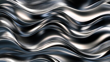 Abstract 3D liquid metal waves with futuristic digital flow