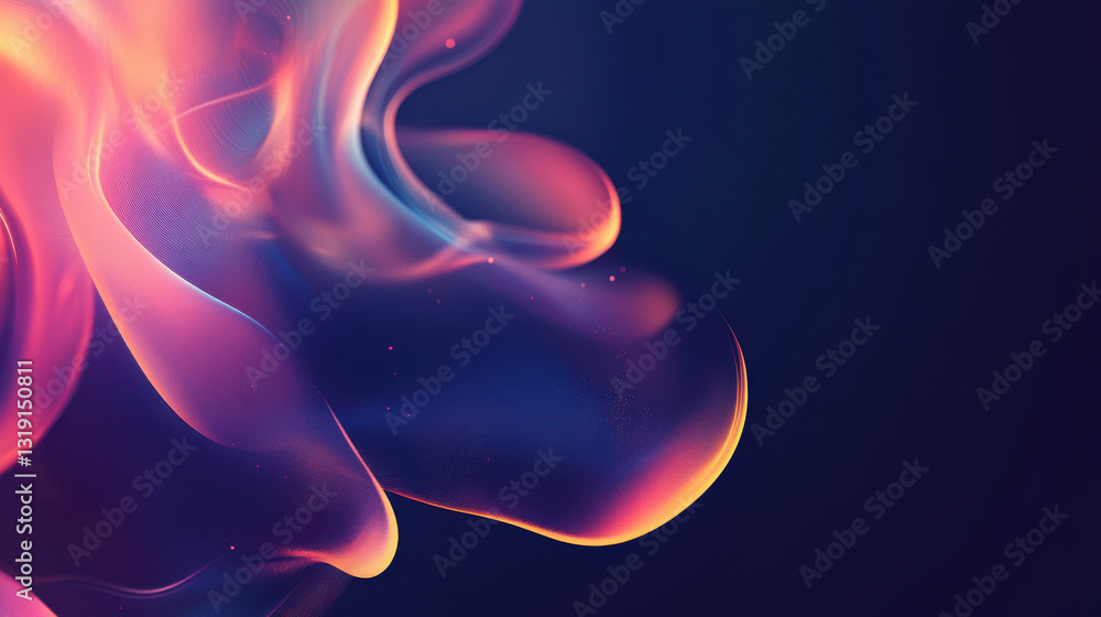Poster vibrant abstract waves of color flow gracefully against dark background, creating sense of movement 