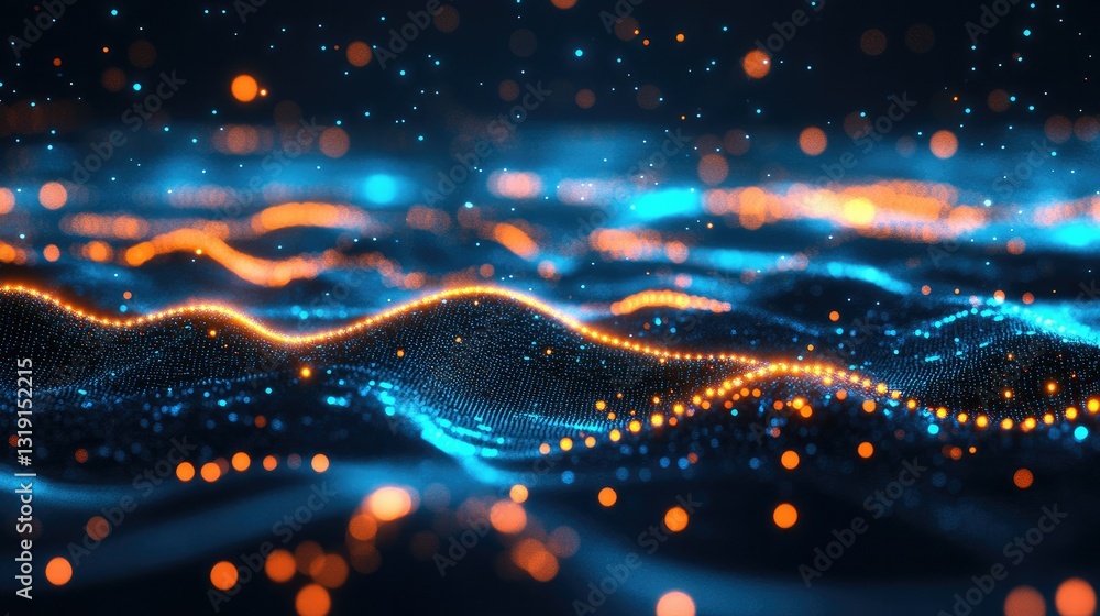 Poster abstract digital waves forming an elegant gradient with a technology-inspired feel