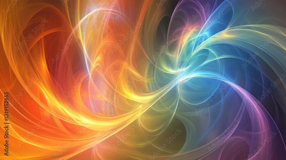 Poster abstract explosion of colors with a swirling fluid effect, creating a dynamic background