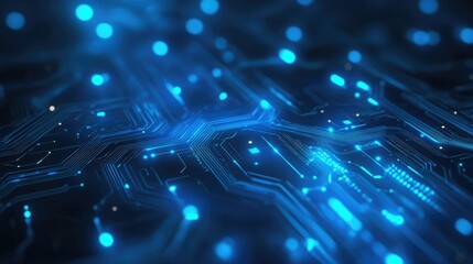 Fototapeta premium Abstract futuristic glowing blue technology background with circuit-like details