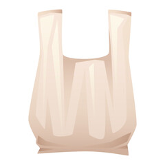 Empty plastic, disposable bag for garbage or shopping. Used and new polyethylene bags, cellophane bag. Plastic trash, recycling, reuse, ecology. Vector illustration, isolated on white background.