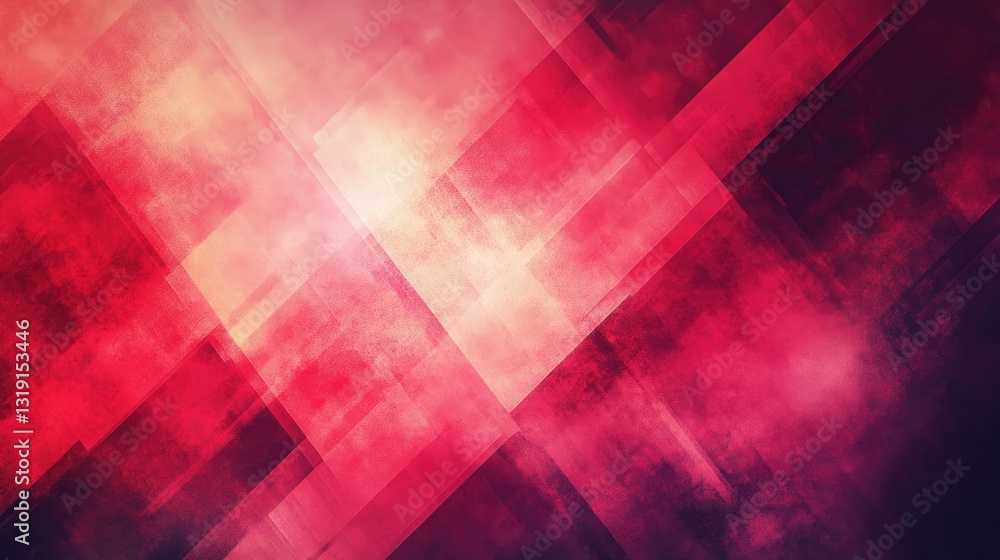 Poster abstract red and pink geometric background with diagonal lines and grunge texture