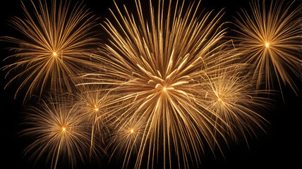 Stunning Golden Fireworks Explosion Against a Dark Night Sky – High-Quality Display