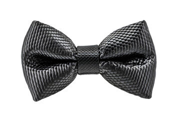 Stylish black bow tie with a textured fabric on a transparent background for formal wear and special occasions