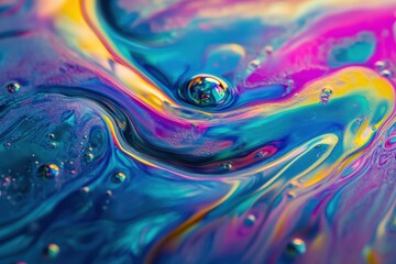 Dynamic iridescent gradient blending blue, green, and pink with fluid light effect